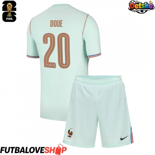 Dres Francúzsko Desire Doue #20 Preč pre deti MS 2026 Krátky Rukáv (+ trenírky)
